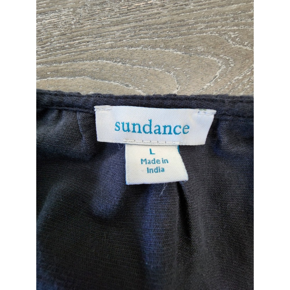 Sundance Womens Boho Embroidered Peasant Midi Dress L Black Floral Josephena - Picture 5 of 14